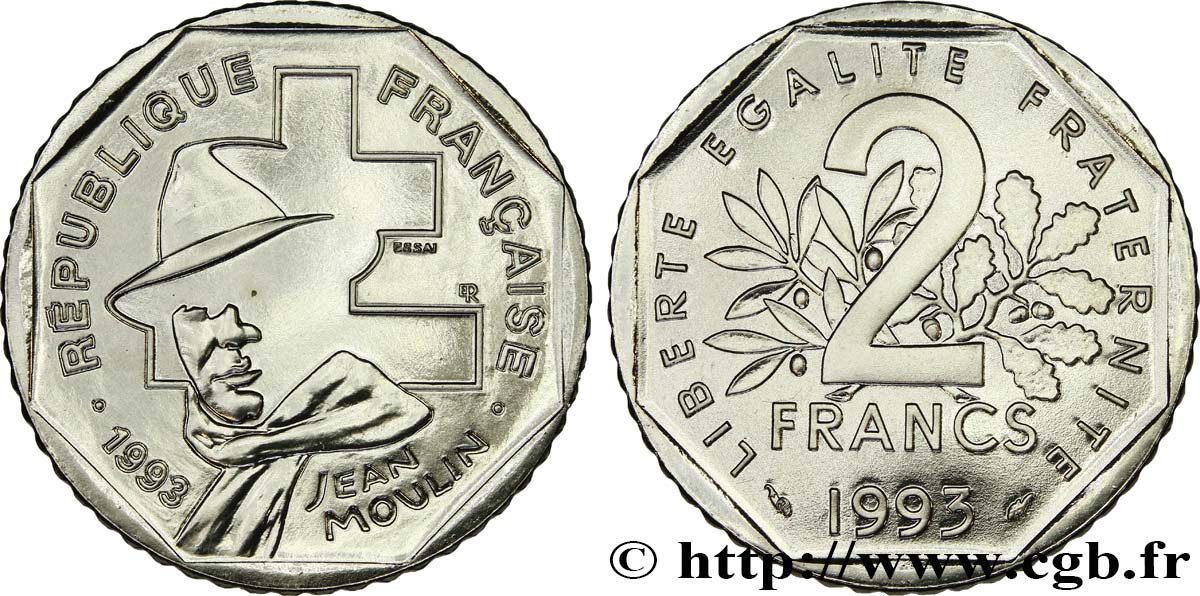 Essai de 2 francs Jean Moulin 1993  F.273/1 FDC 