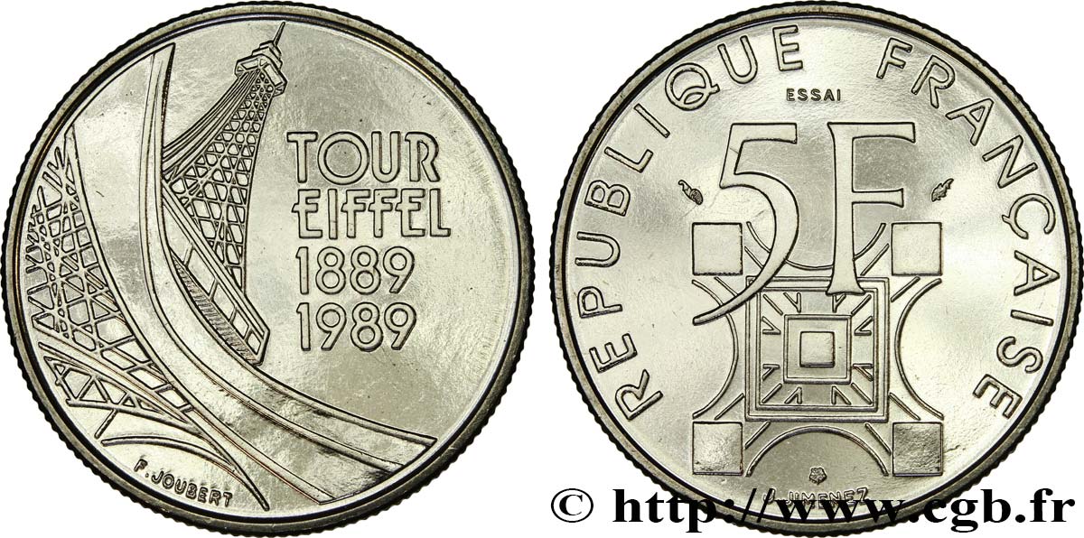 Essai de 5 francs Tour Eiffel 1989 Pessac F.342/1 ST 