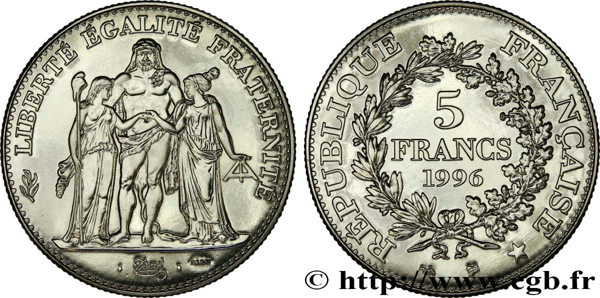 Essai de 5 francs Hercule de Dupré 1996 Pessac F.346/1 ST 