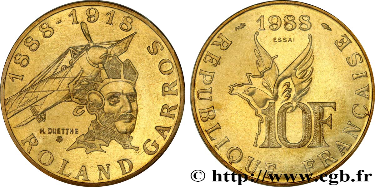 Essai de 10 francs Roland Garros, tranche B 1988  F.372/1 FDC 