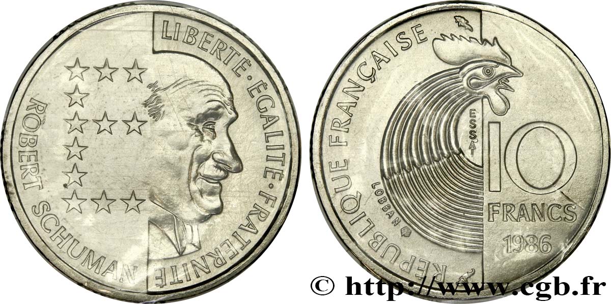 Essai de 10 francs Robert Schuman 1986 Pessac F.374/1 MS 
