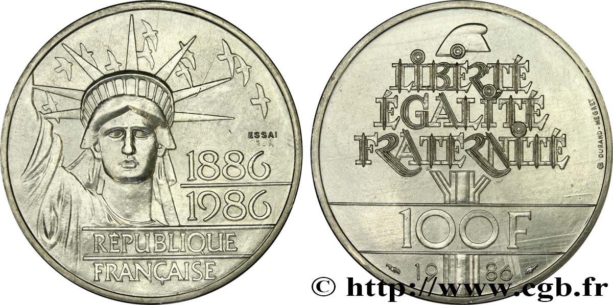 Essai de 100 francs Liberté (Statue de la) 1986 Pessac F.454/1 FDC 
