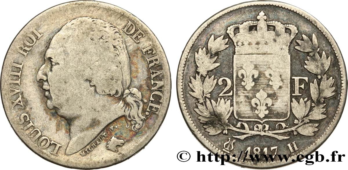 2 francs Louis XVIII 1817 La Rochelle F.257/10 B10 