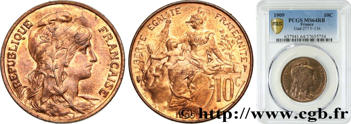 10 centimes Daniel-Dupuis 1909  F.136/18 SPL64 PCGS