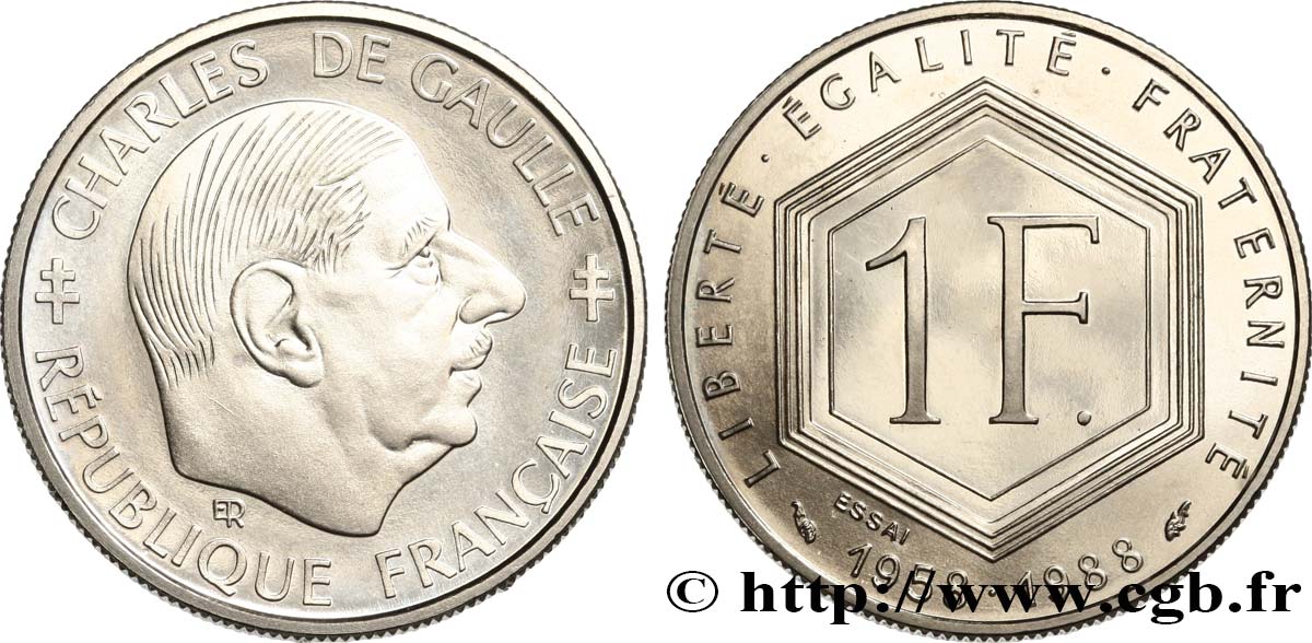 Essai de 1 franc De Gaulle 1988 Pessac F.227/1 FDC 