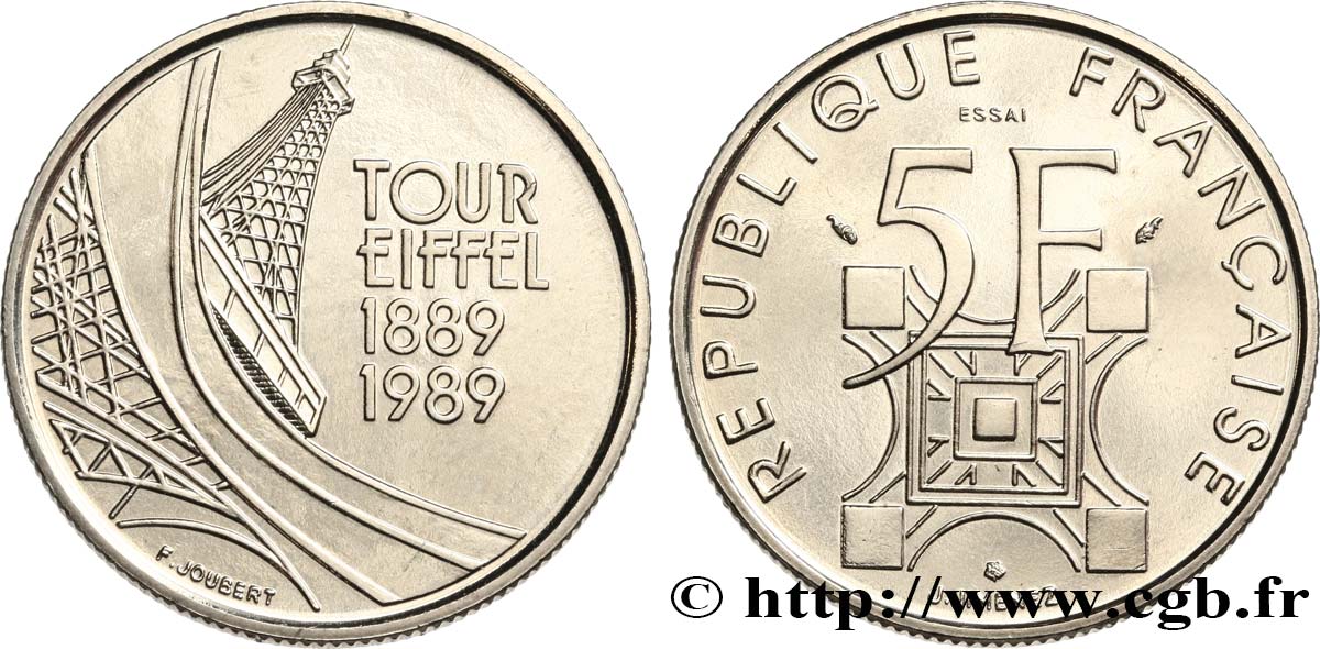 Essai de 5 francs Tour Eiffel 1989 Pessac F.342/1 SPL64 