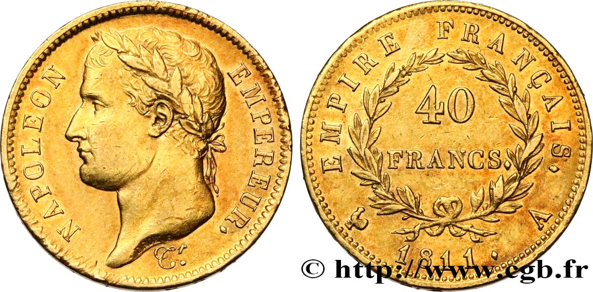 40 francs or Napoléon tête laurée, Empire français 1811 Paris F.541/6 TTB52 