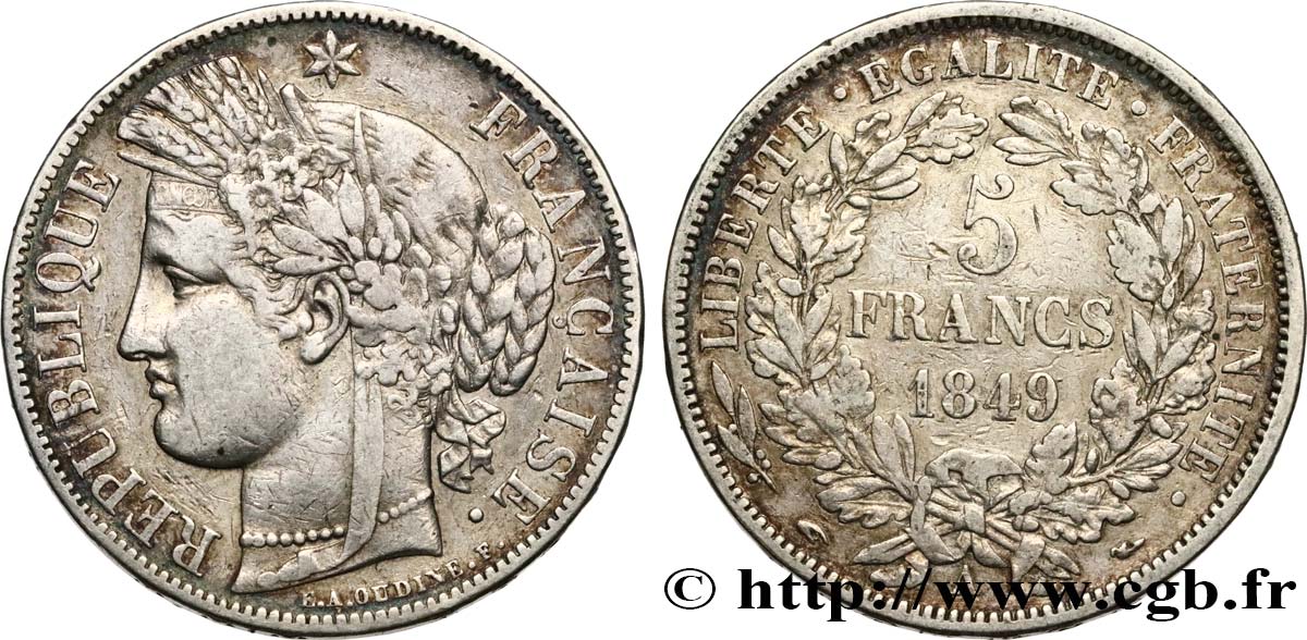 5 francs Cérès, IIe République 1849 Paris F.327/1 TB 