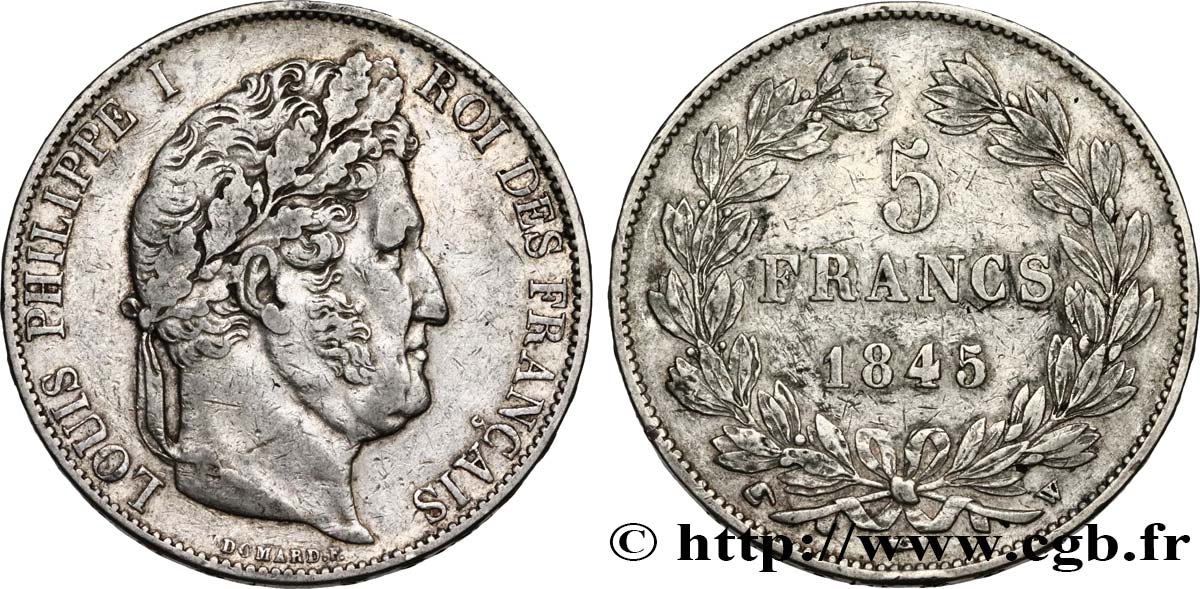 5 francs IIIe type Domard 1845 Lille F.325/9 fSS 