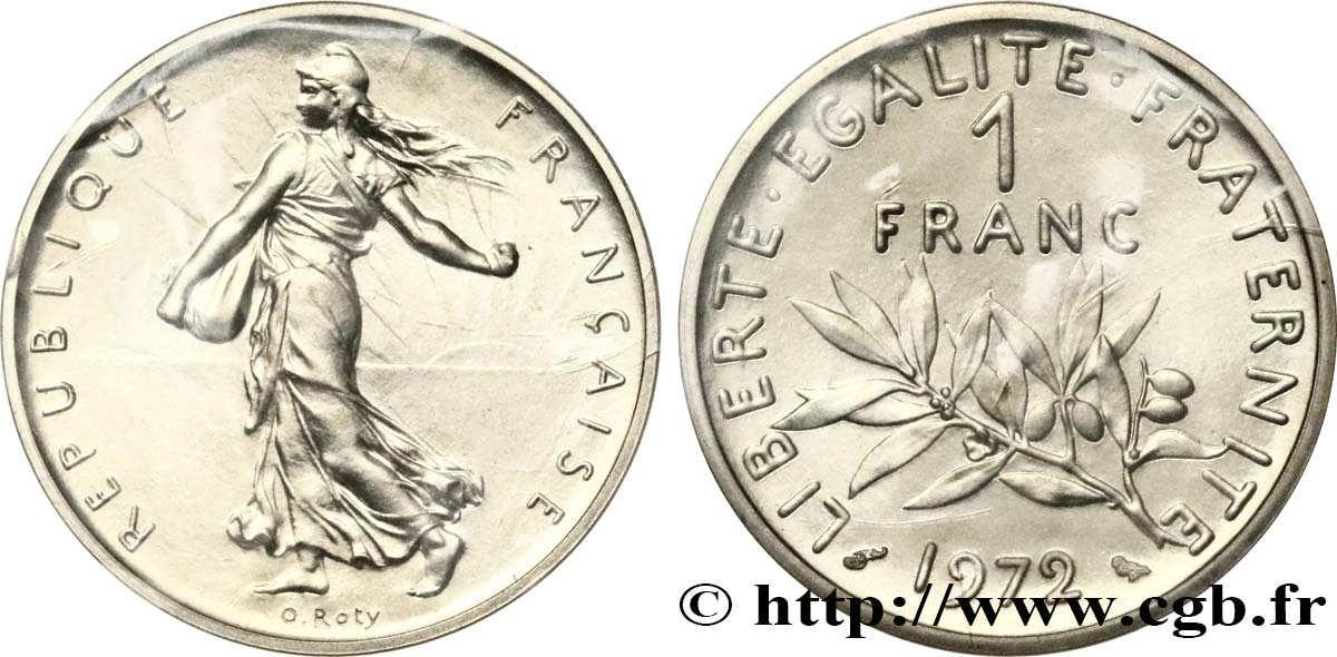Piéfort argent de 1 franc Semeuse 1972 Pessac F.226/17P FDC 