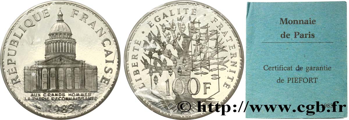 Piéfort de 100 francs Panthéon 1983 Pessac F.451/3P MS 