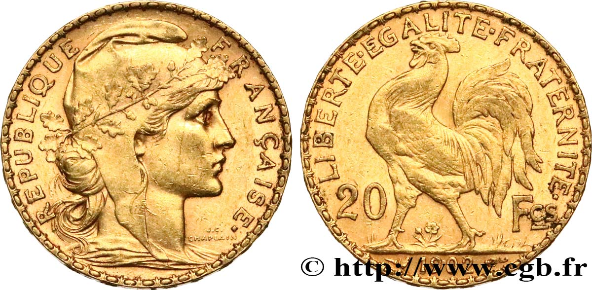 20 francs or Coq, Dieu protège la France 1902 Paris F.534/7 TTB50 
