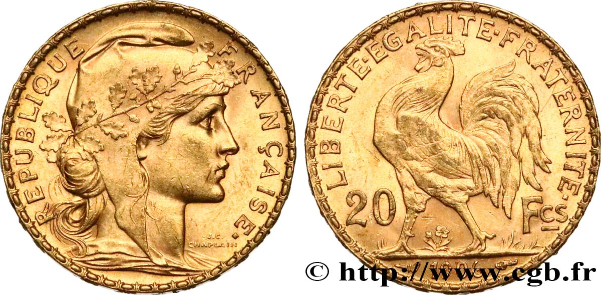 20 francs or Coq, Dieu protège la France 1906 Paris F.534/11 EBC58 