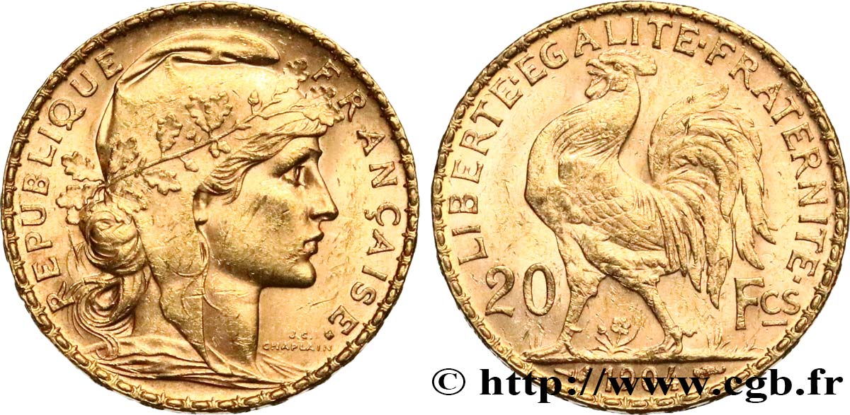20 francs or Coq, Dieu protège la France 1904 Paris F.534/9 TTB52 