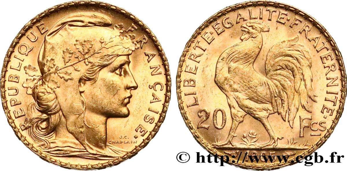 Valeur Piece 20 Francs Or Coq 1905