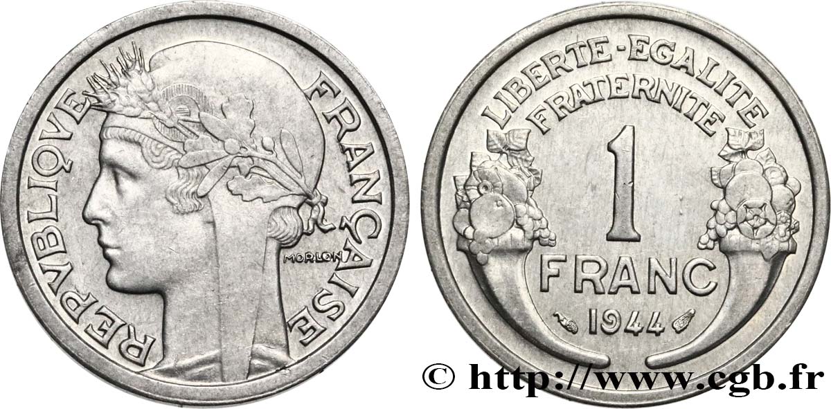 1 franc Morlon, légère 1944 Paris F.221/3 fVZ 