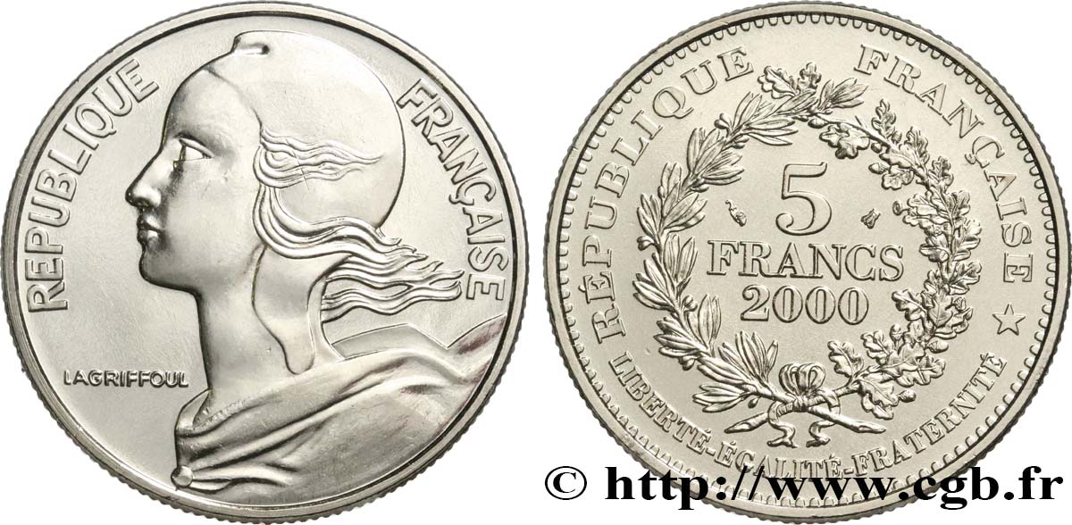 5 francs La Marianne de Lagriffoul 2000 Paris F.355/1 FDC 