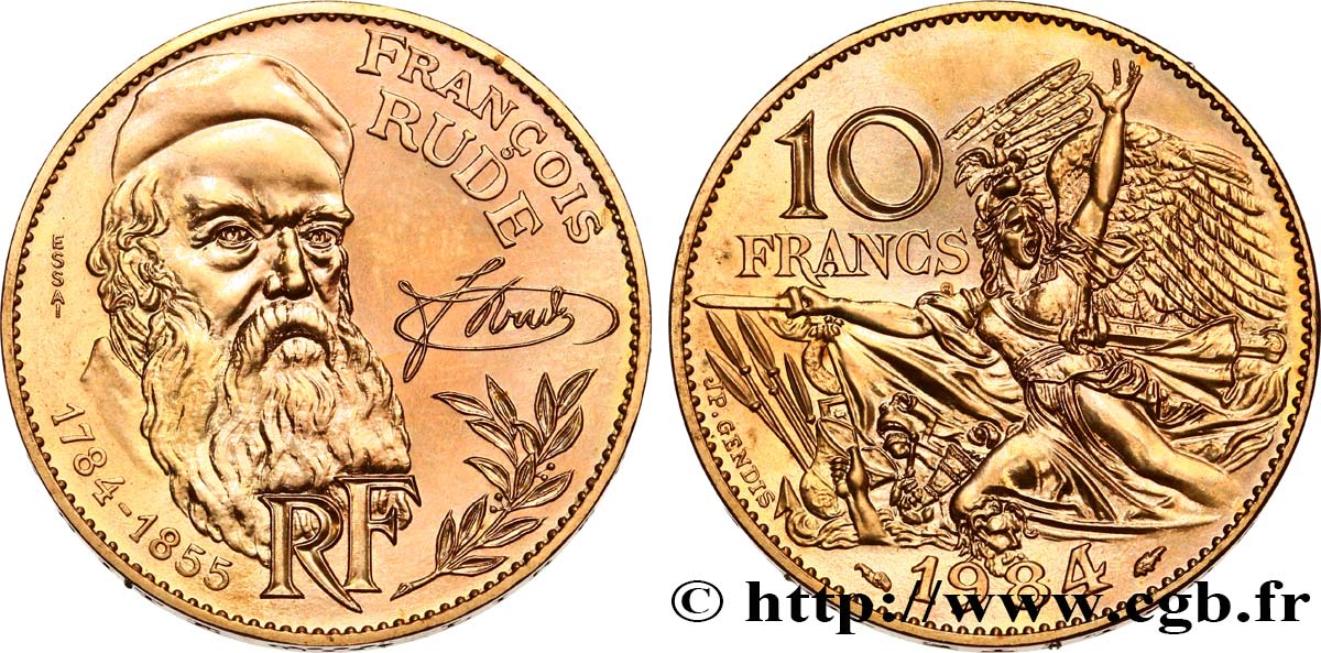 Essai de 10 francs François Rude, tranche A 1984  F.369/1 MS64 