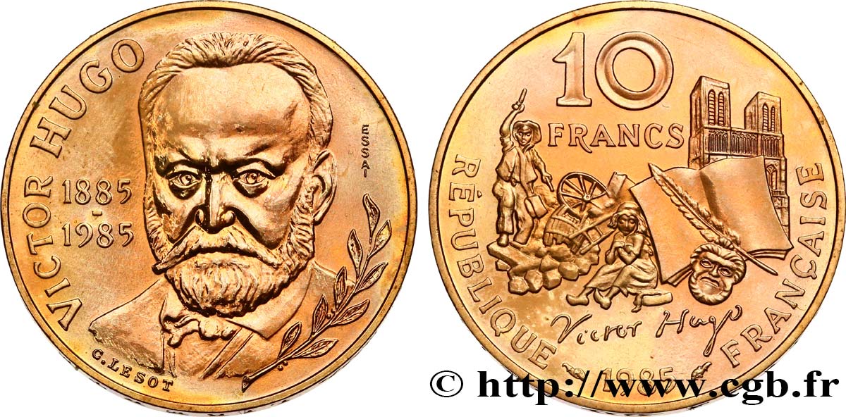Essai de 10 francs Victor Hugo, tranche B 1985 Pessac F.370/1 SC 