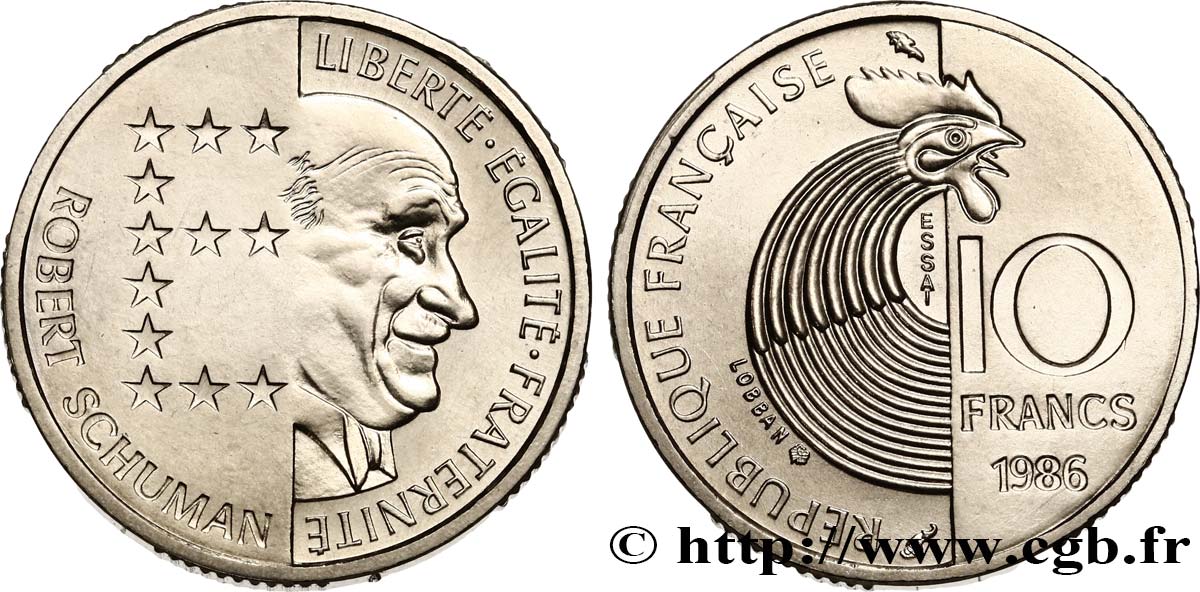 Essai de 10 francs Robert Schuman 1986 Pessac F.374/1 ST 