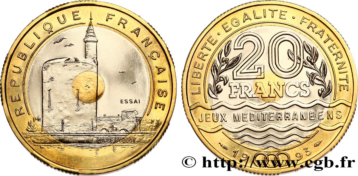 Essai de 20 francs Jeux Méditerranéens 1993 Pessac F.404/1 fST64 