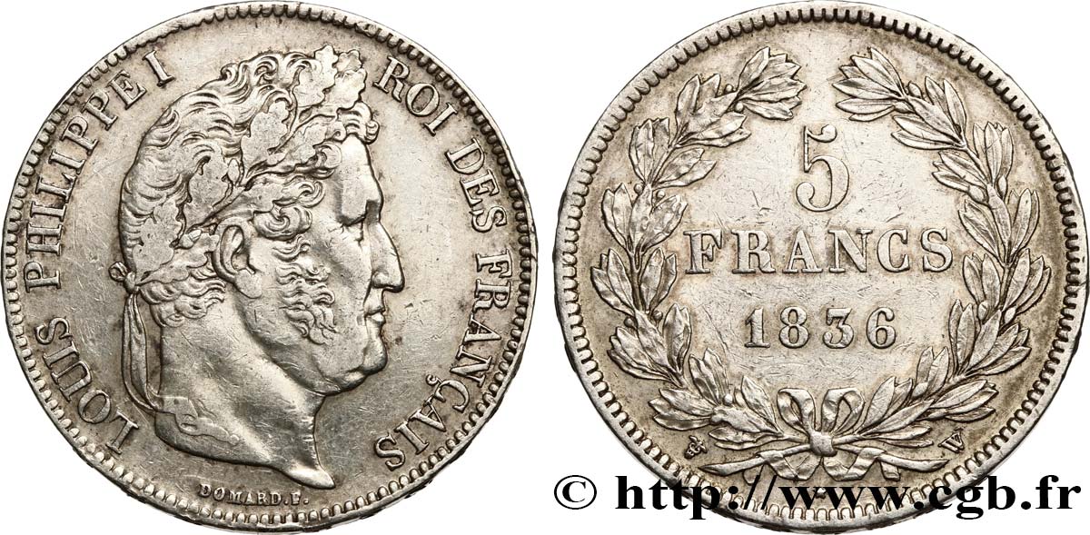 5 francs IIe type Domard 1836 Lille F.324/60 XF 