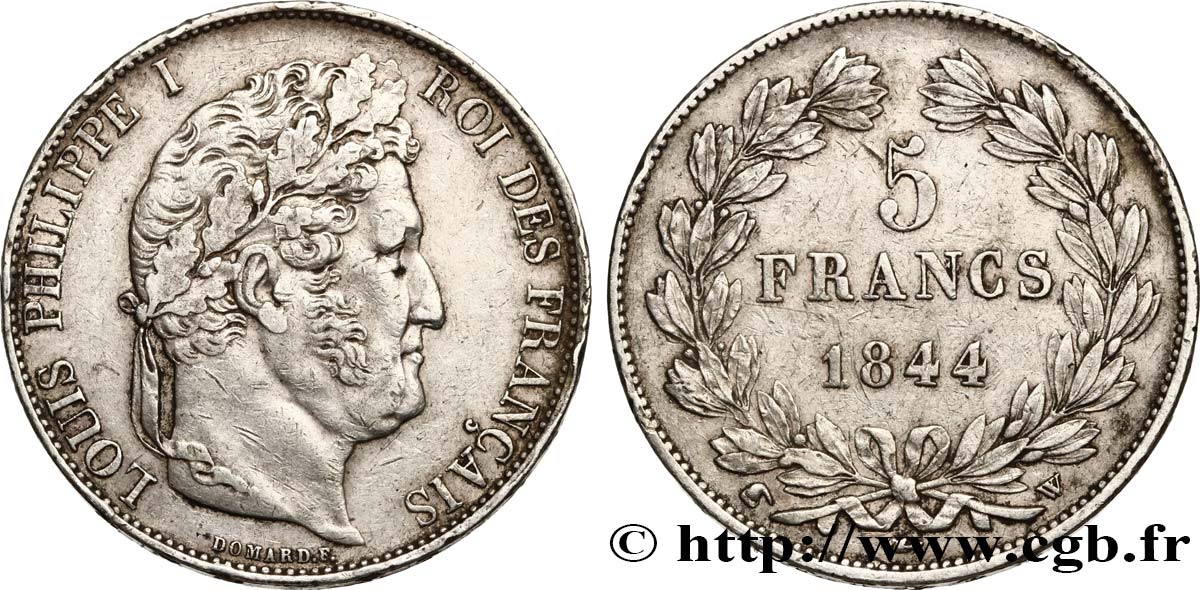 5 francs IIIe type Domard 1844 Lille F.325/5 XF40 