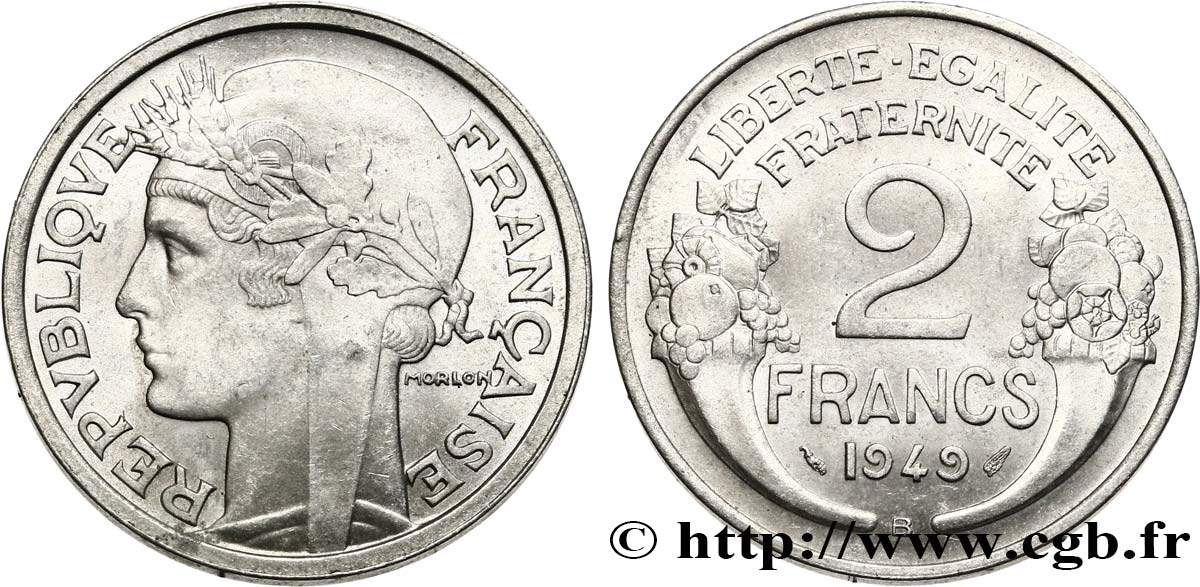 2 francs Morlon, aluminium 1949 Beaumont-Le-Roger F.269/15 MS62 