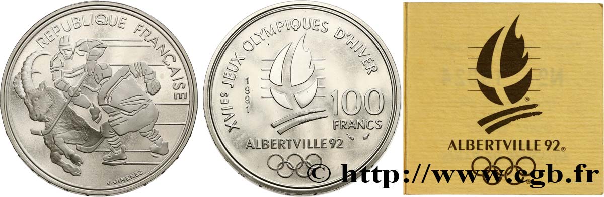 Belle Épreuve 100 francs - Hockey / Bouquetin 1991 Paris F5.1612 1 MS 