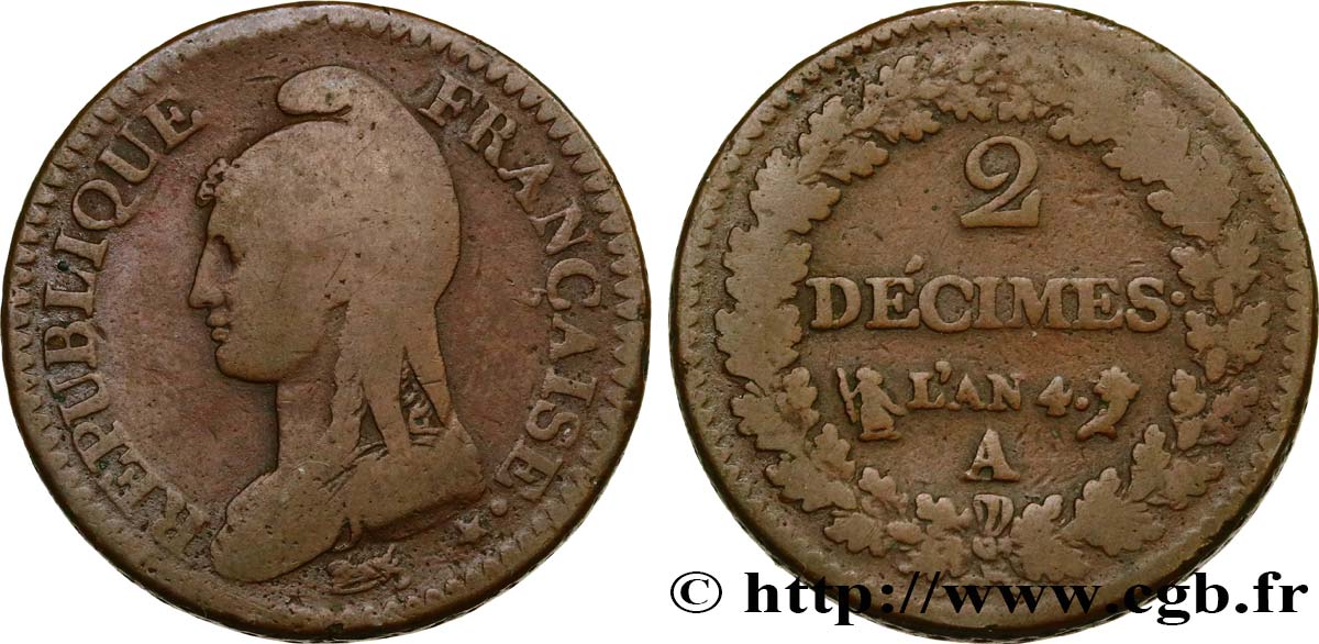 2 décimes Dupré 1796 Paris F.145/1 F18 