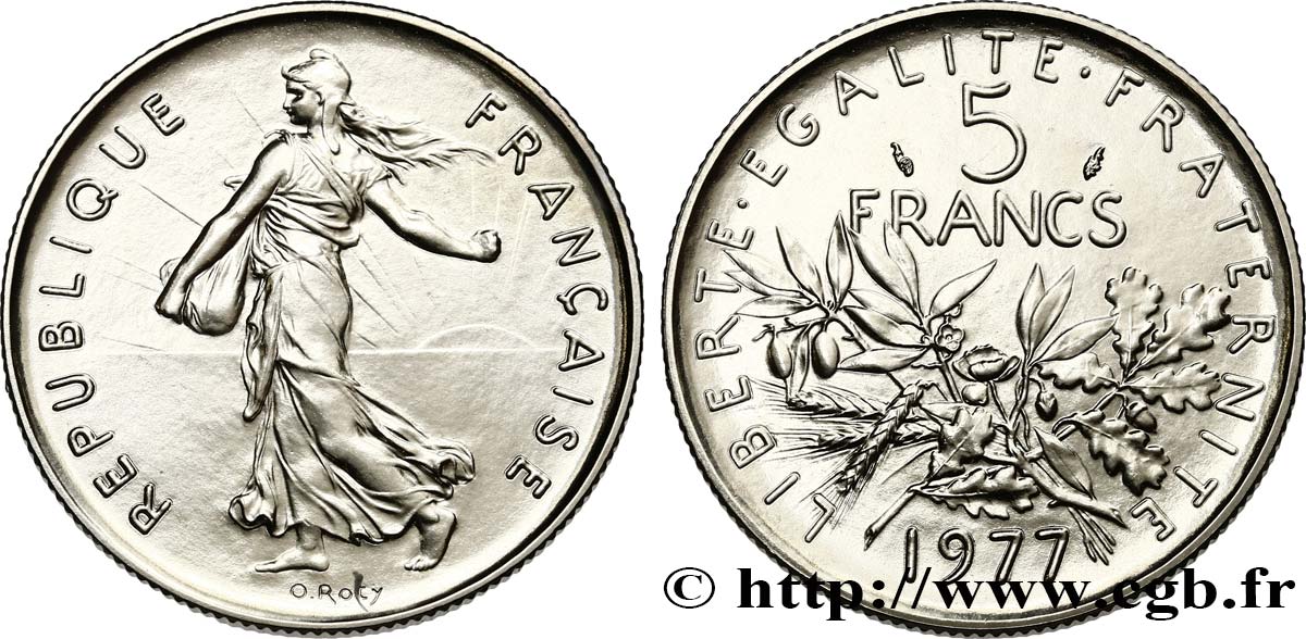 5 francs Semeuse, nickel 1977 Pessac F.341/9 FDC 