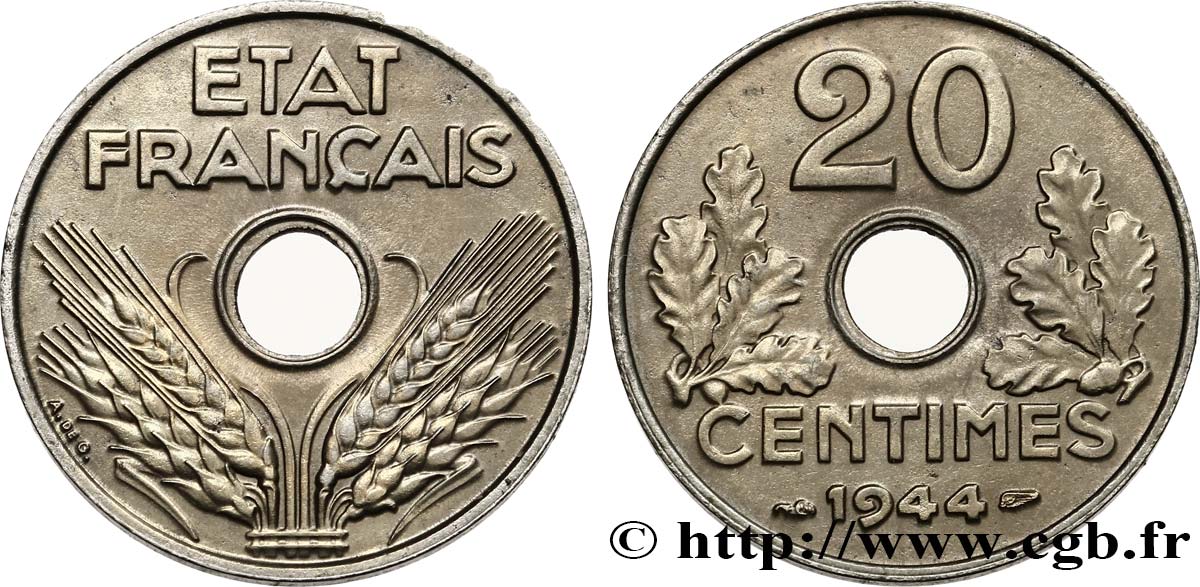 20 centimes fer 1944  F.154/3 SPL60 
