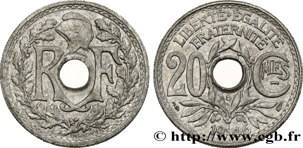 20 centimes Lindauer 1946 Beaumont-Le-Roger F.155/6 EBC62 