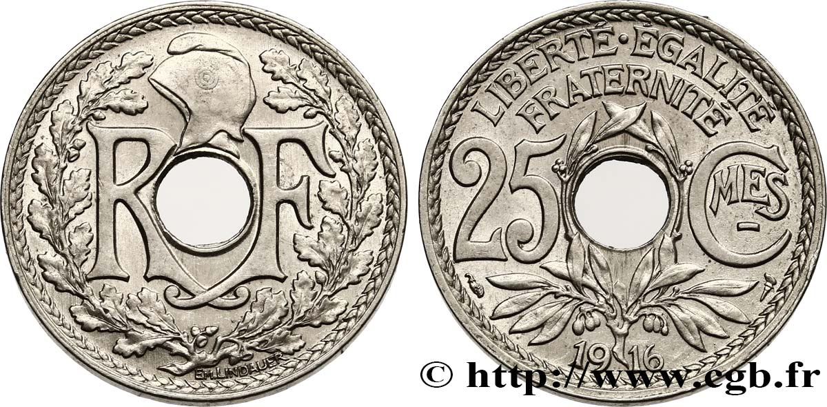 25 centimes Lindauer, Cmes souligné 1916  F.170/4 EBC62 
