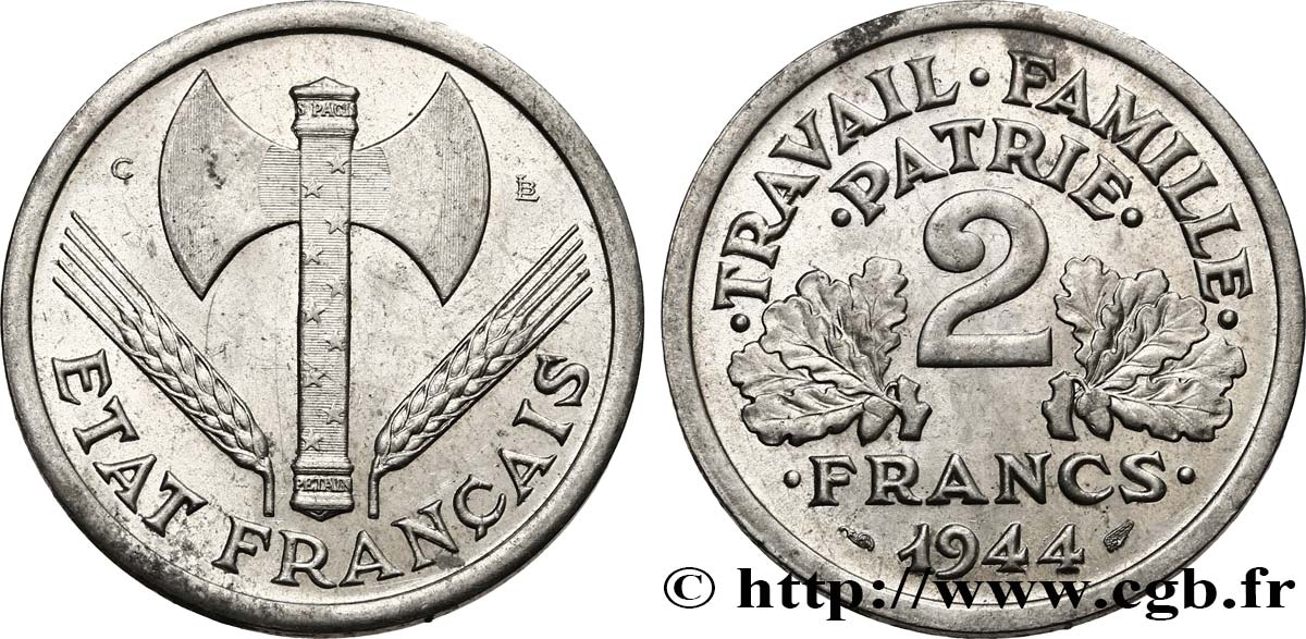 2 francs Francisque 1944 Castelsarrasin F.270/6 AU 