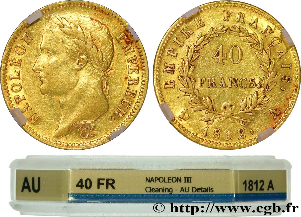 40 francs or Napoléon tête laurée, Empire français 1812 Paris F.541/9 TTB+ GENI