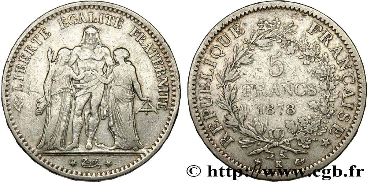 5 francs Hercule 1878 Bordeaux F.334/23 MB 