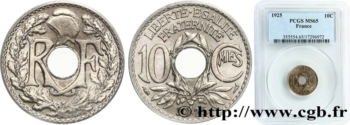 10 centimes Lindauer 1925  F.138/12 ST65 PCGS