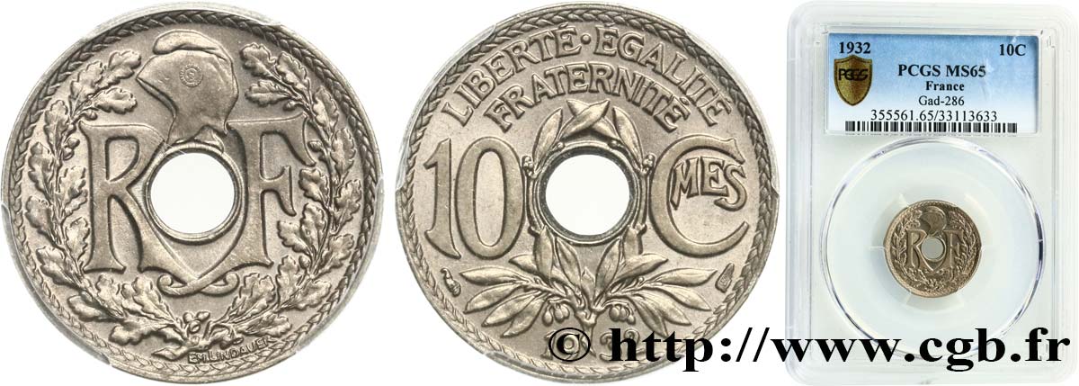 10 centimes Lindauer 1932  F.138/19 ST65 PCGS