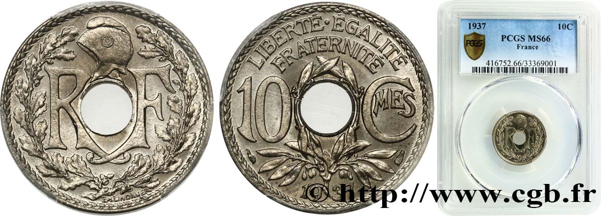 10 centimes Lindauer 1937  F.138/24 FDC66 PCGS