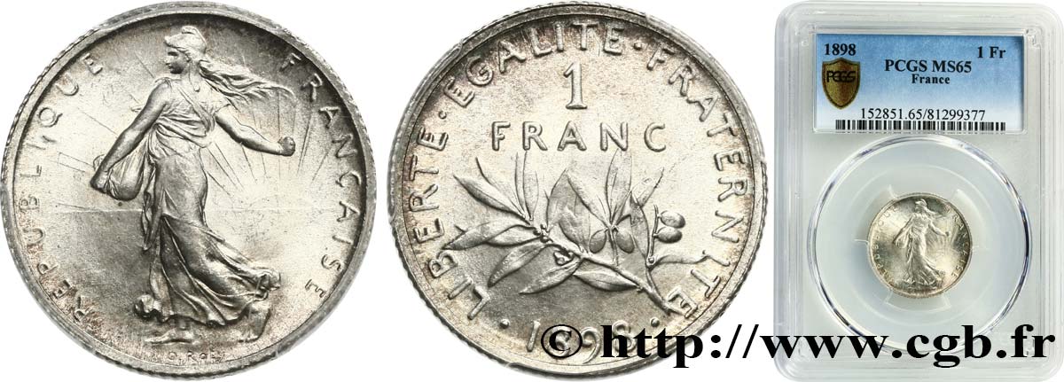 1 franc Semeuse 1898 Paris F.217/1 MS65 PCGS