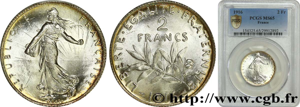 2 francs Semeuse 1916  F.266/18 ST65 PCGS