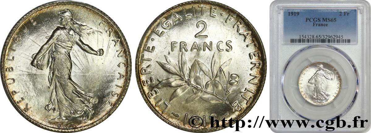2 francs Semeuse 1919  F.266/21 MS65 PCGS
