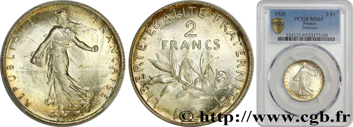 2 francs Semeuse 1920  F.266/22 ST65 PCGS