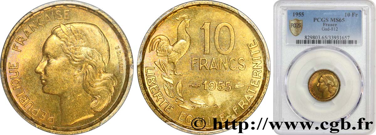 10 francs Guiraud 1955  F.363/12 MS65 PCGS