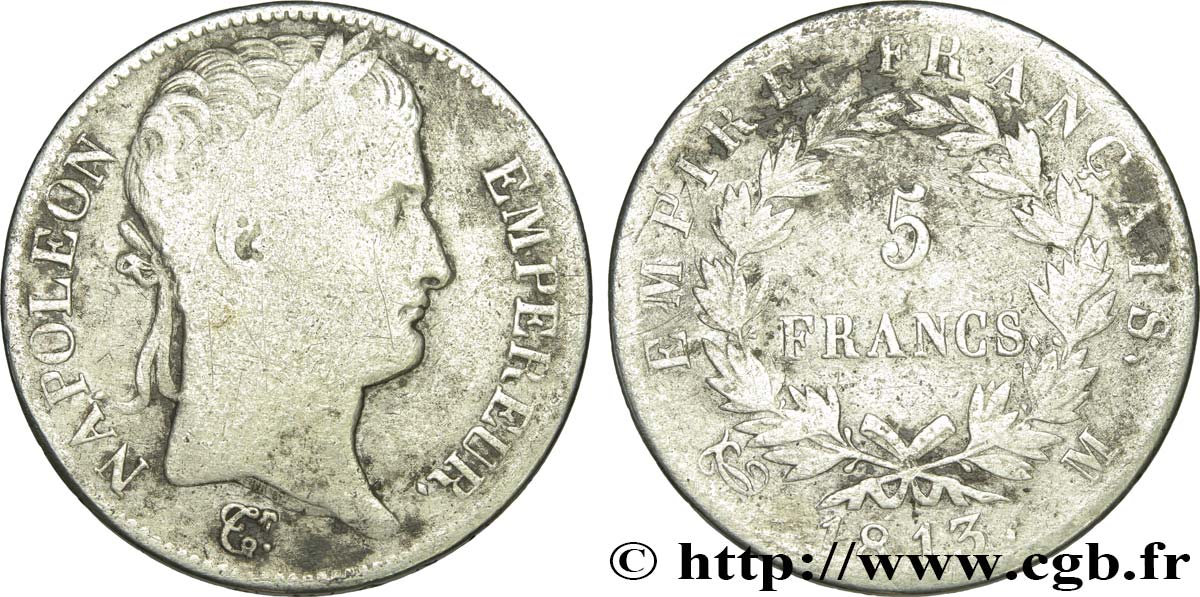 5 francs Napoléon Empereur, Empire français 1813 Toulouse F.307/68 SGE 
