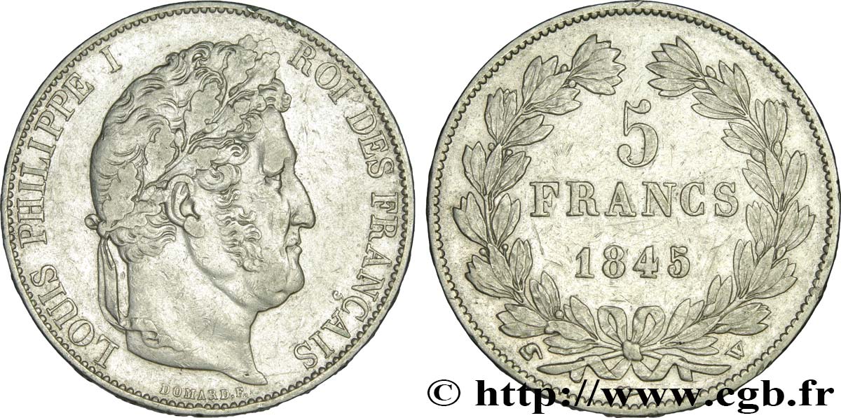 5 francs IIIe type Domard 1845 Lille F.325/9 MBC 