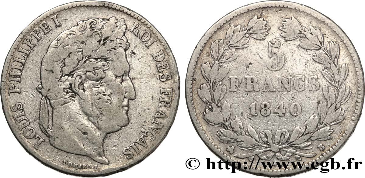 5 francs IIe type Domard 1840 Rouen F.324/84 BC 