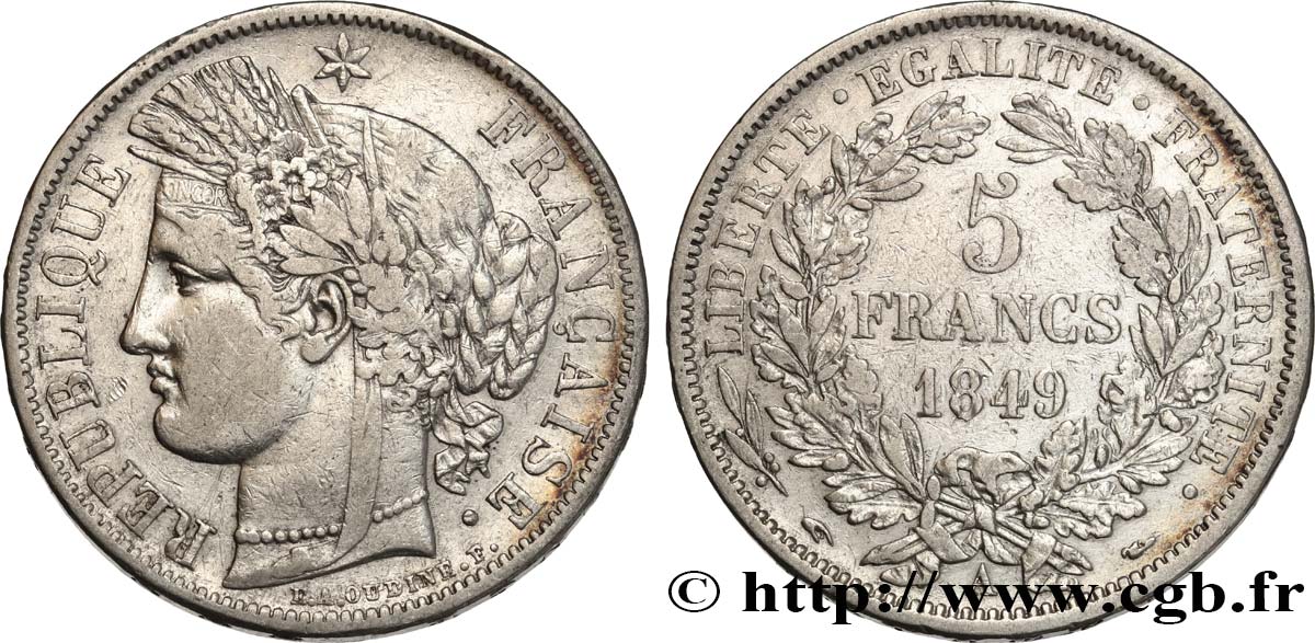 5 francs Cérès, IIe République 1849 Paris F.327/1 TB 