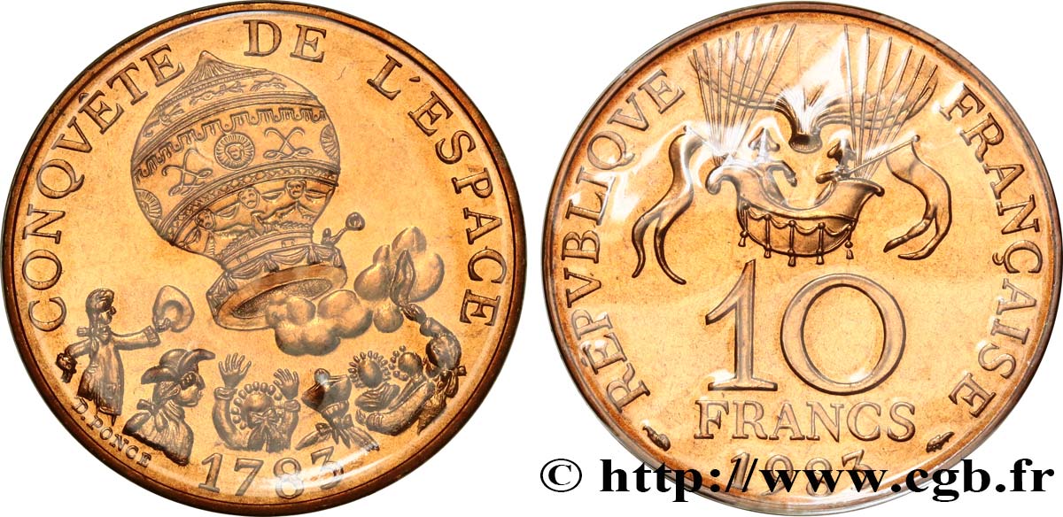 10 francs Conquête de l’Espace, tranche A 1983  F.367/2 ST 